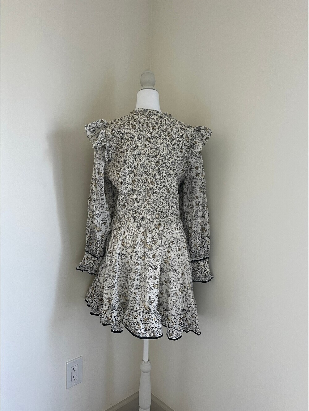 Anthropologie x Cleobella - Bohemian Floral Print Mini Dress with Ruffle, Size L - Picture 6 of 9